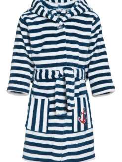 Badjas donkerblauw/wit