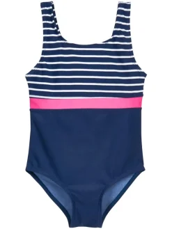 Badpak donkerblauw/roze