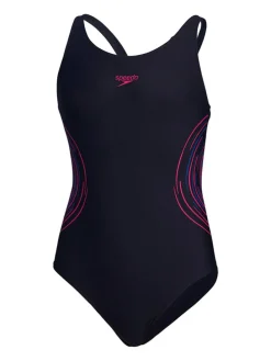 Badpak "Eco Placement" donkerblauw/roze
