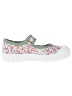Ballerina's met bandje groen/wit/roze