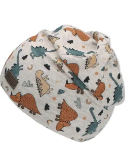 Beanie "Dino" lichtgrijs/blauw/lichtbruin