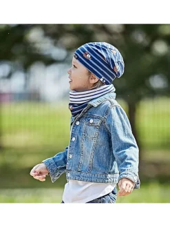 Beanie donkerblauw/lichtblauw