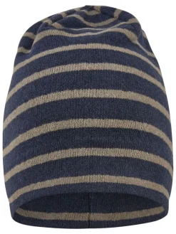 Beanie donkerblauw/lichtbruin