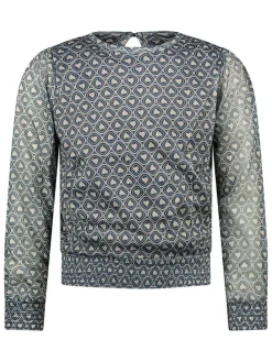 Blouse donkerblauw/grijs