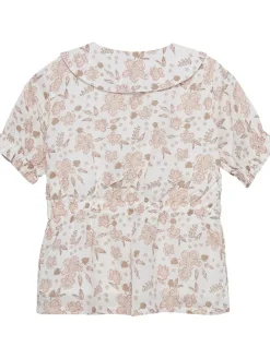 Blouse "Flower Woven" wit/beige