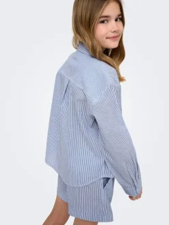 Blouse "Milla" lichtblauw/wit