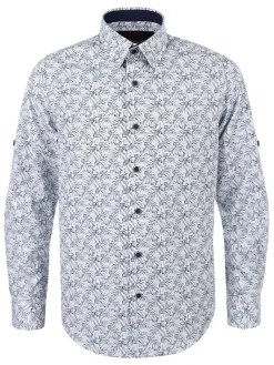 Blouse - slim fit - wit/blauw