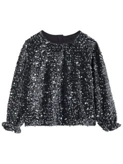 Blouse zwart/zilverkleurig