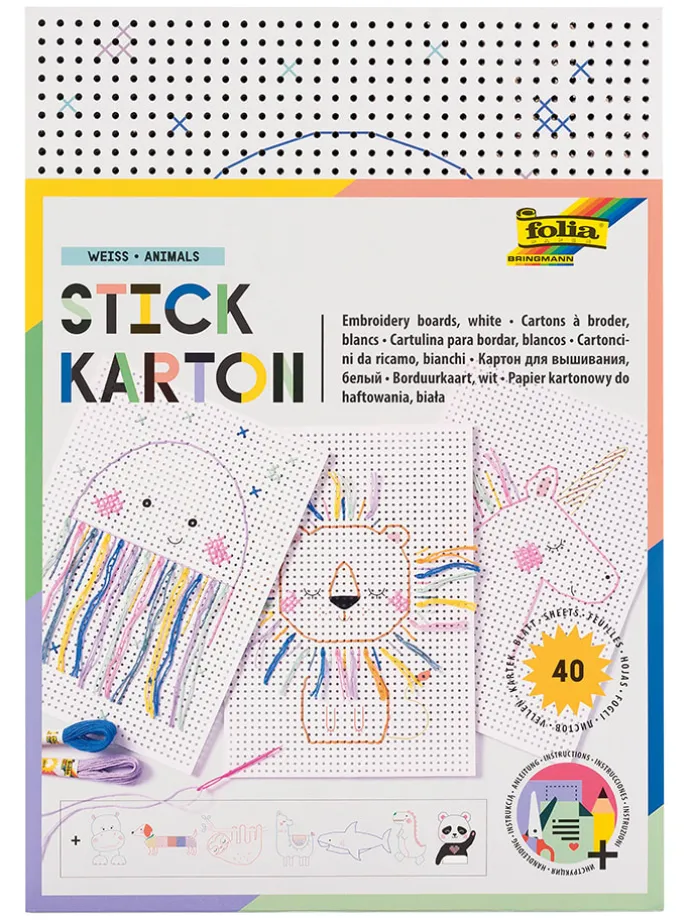 Borduurkaart "Animals" wit - 40 vellen