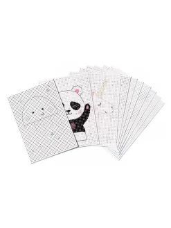 Borduurkaart "Animals" wit - 40 vellen