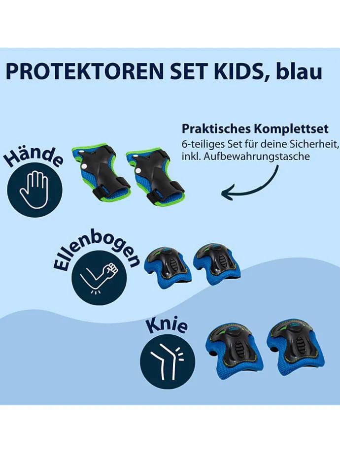 6-delige beschermingsset "Kids" zwart/blauw