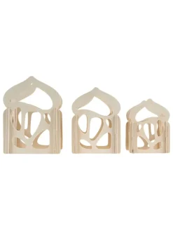 3-delige knutselset "Houten Lantaarns Fantasia" naturel