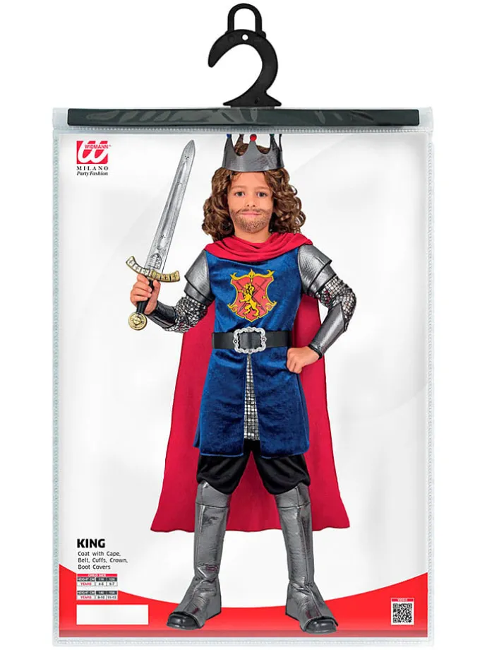 5-delige kostuum "King" donkerblauw/rood/zilverkleurig