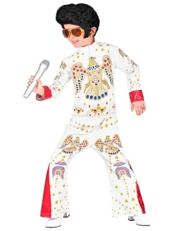 2-delige kostuum "King of Rock'n'Roll" wit/rood/goudkleurig