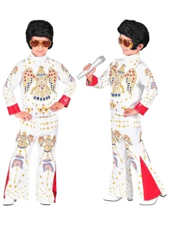 2-delige kostuum "King of Rock'n'Roll" wit/rood/goudkleurig