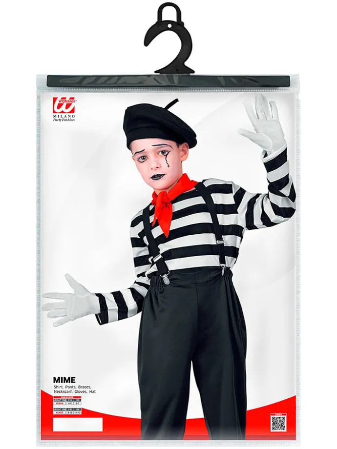 6-delige kostuum "Pantomime" zwart/wit/rood