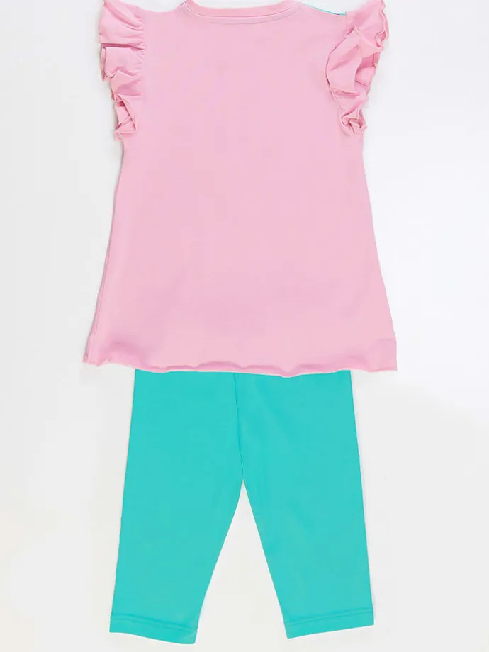 2-delige outfit "Bunny" lichtroze/turquoise