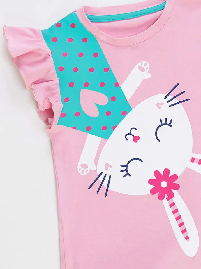 2-delige outfit "Bunny" lichtroze/turquoise