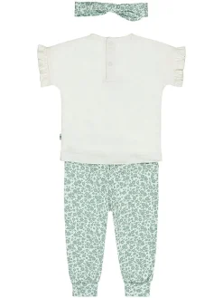 3-delige outfit crème/turquoise