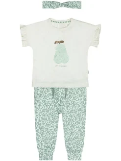 3-delige outfit crème/turquoise