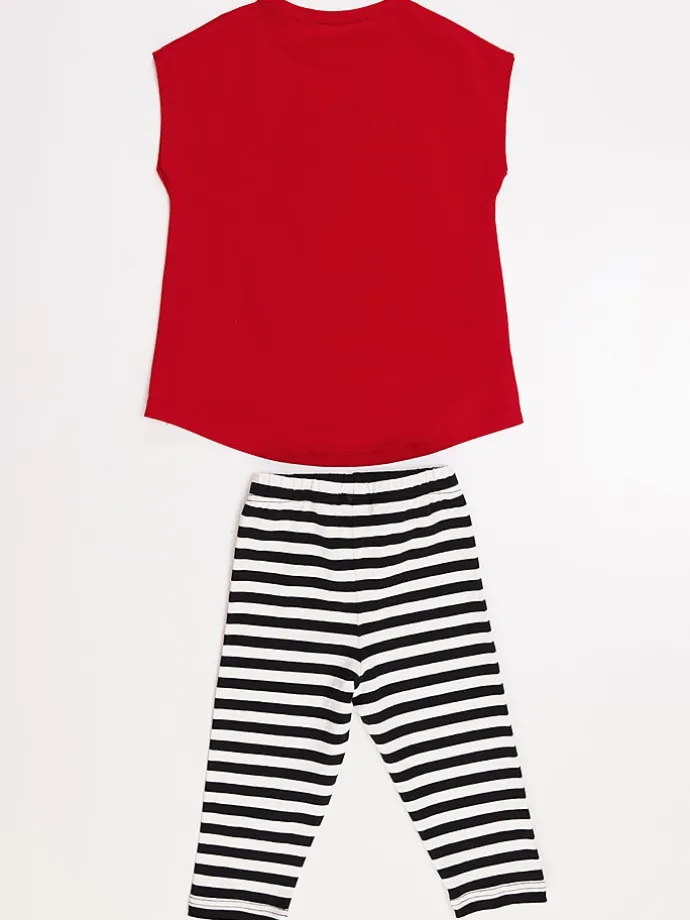 2-delige outfit "Meow Pow" rood/zwart