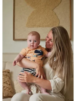 2-delige outfit oranje/donkerblauw