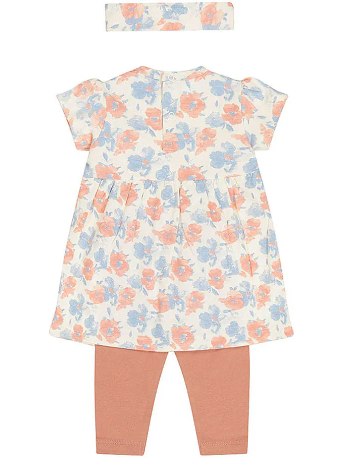 3-delige outfit oranje/lichtblauw