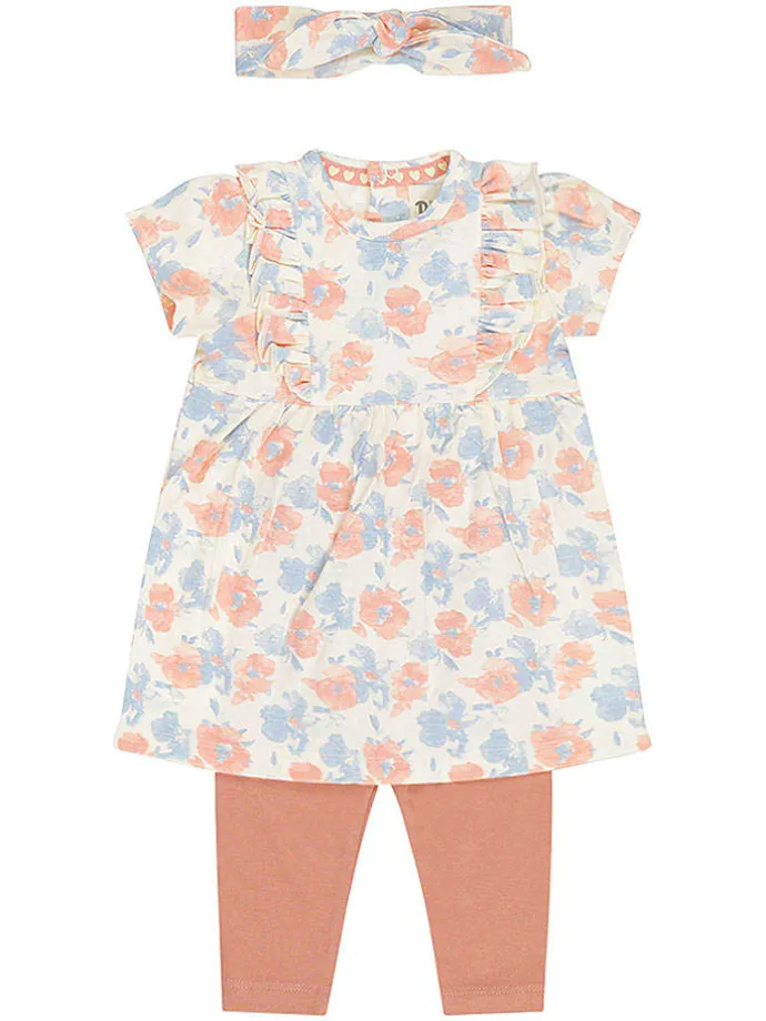 3-delige outfit oranje/lichtblauw