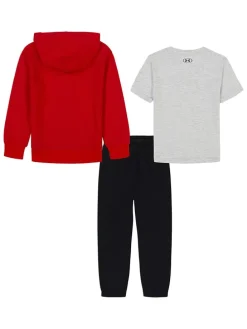 3-delige outfit rood/grijs/zwart