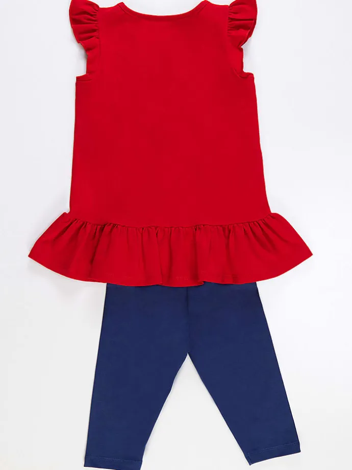 2-delige outfit "Sailor Cat" rood/donkerblauw
