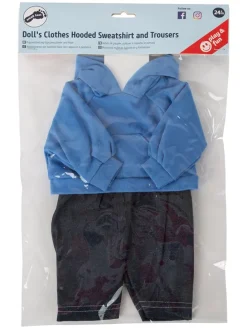 2-delige poppenoutfit blauw/antraciet - vanaf 2 jaar
