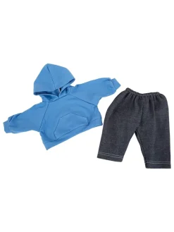 2-delige poppenoutfit blauw/antraciet - vanaf 2 jaar