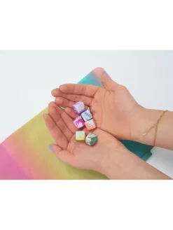 6-delige set: dobbelstenen meerkleurig - (B)1,5 x (H)1,5 x (D)1,5 cm