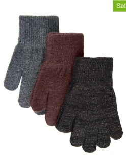 3-delige set: handschoenen bruin/grijs