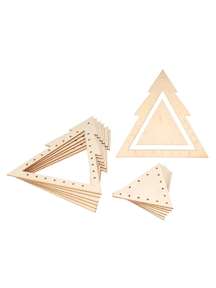 12-delige set: houten hangers "Dennenboom" naturel