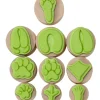 10-delige set: houten stempelset "Dierensporen" naturel/groen