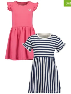 2-delige set: jurken donkerblauw/roze