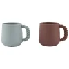 2-delige set: koppen lichtblauw/bruin - (H)7,5 x Ø 10 cm