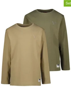 2-delige set: longsleeves kaki/lichtbruin