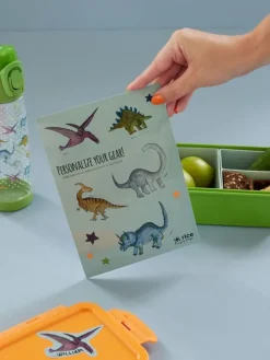 2-delige set: lunchboxstickers "Dino" meerkleurig