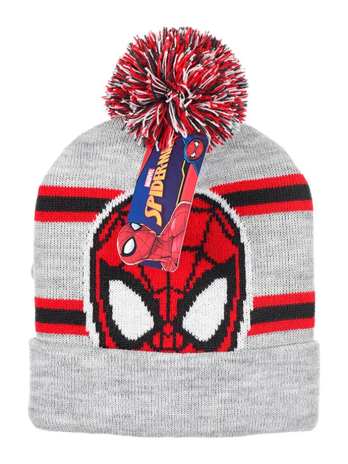 2-delige set: muts & handschoenen "Spiderman" grijs/rood