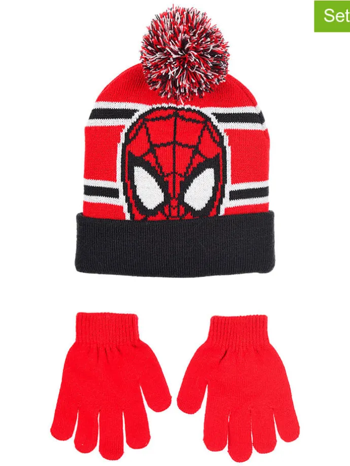 2-delige set: muts & handschoenen "Spiderman" rood