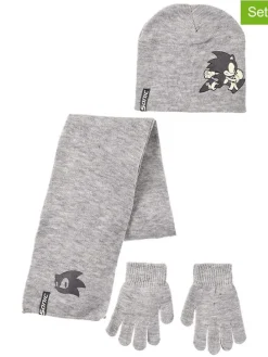 3-delige set: muts, handschoenen & sjaal "Sonic" grijs