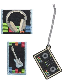 3-delige set: patches "Music" zwart/lichtblauw