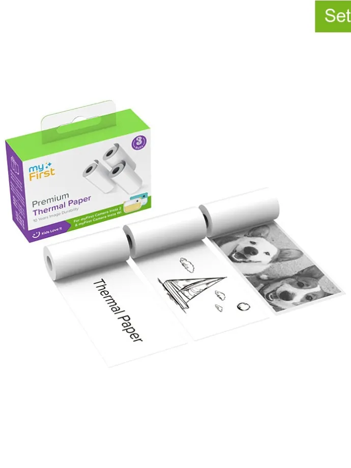 3-delige set: thermopapierrollen wit - (L)360 x (B)5,7 cm
