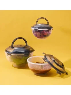 3-delige set: vershouddozen grijs - 5,8 l