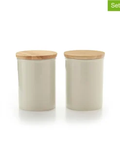2-delige set: voorraaddozen crème