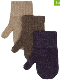 3-delige set: wanten beige/bruin/donkerblauw