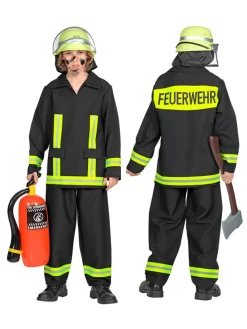 2-delig kostuum "Brandweerman" zwart/geel