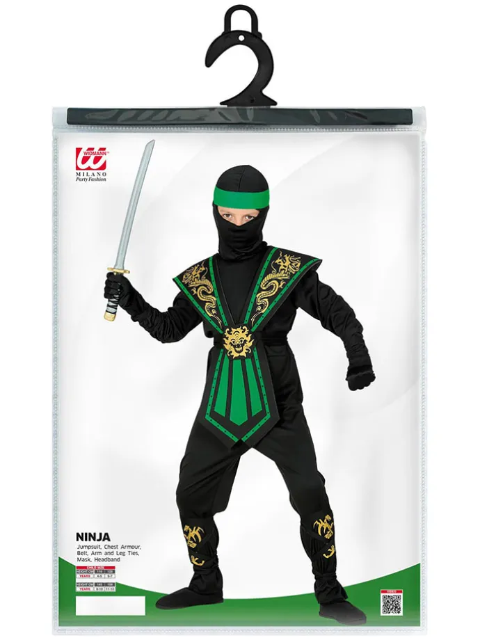 5-delig kostuum "Combat Ninja" zwart/groen
